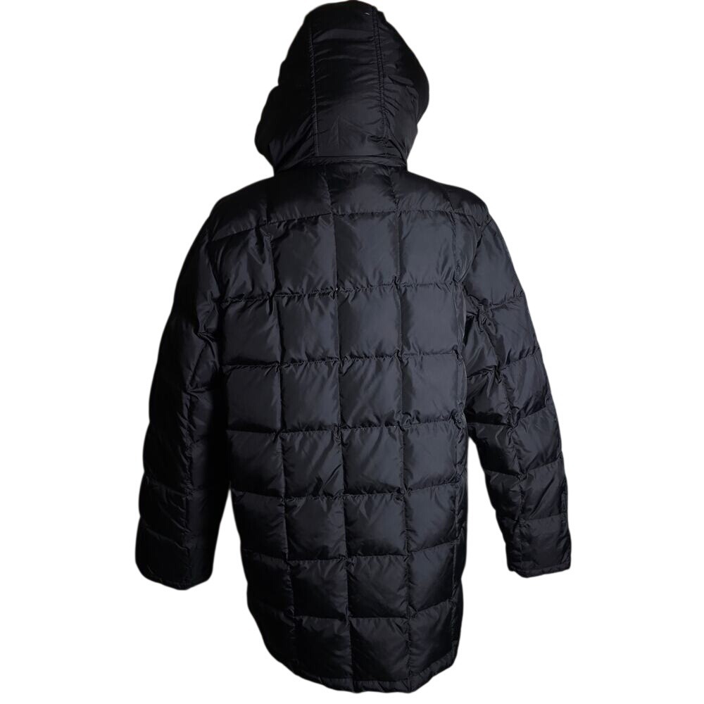 Eddie Bauer Black Goose Down Puffer Chore Coat Quilted Flap Pckts Snaps & Zip LG - Picture 3 of 9